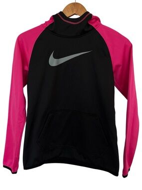 Nike Girls Dri-FIT Thermal Hoodie Pink Black Large